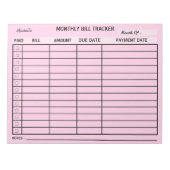 Fügen Sie Ihren Namen monatlich Bill Tracker Perso Notizblock (Vorderseite)