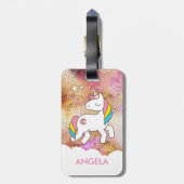 Fügen Sie Ihren Namen Niedlich magisches Einhorn P Gepäckanhänger (Rückseite vertikal)