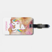 Fügen Sie Ihren Namen Niedlich magisches Einhorn P Gepäckanhänger (Rückseite horizontal)