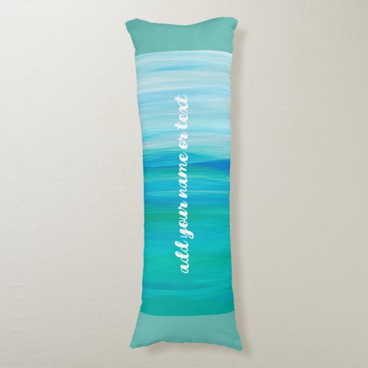 Fügen Sie Ihren Namen oder Text Ozeanblau Wasserfa Seitenschläferkissen (Vorderseite Vertikal)