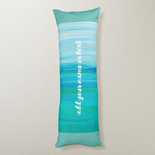 Fügen Sie Ihren Namen oder Text Ozeanblau Wasserfa Seitenschläferkissen (Rückseite (Vertikal))