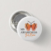 Fügen Sie Ihren Namen Orange Schmetterling Ms Awar Button (Vorne & Hinten)