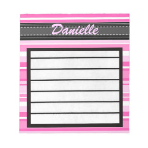 Fügen Sie Ihren Namen Pink Stripes Notizblock hinz