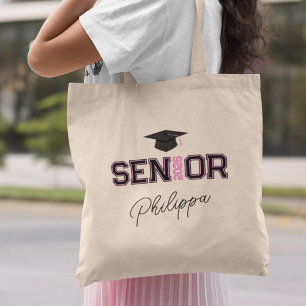 Fügen Sie Ihren Namen Pink Year Senior Absolvent h Tragetasche