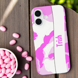 Fügen Sie Ihren Namen Pinker Weißer Tarnmuster hin iPhone 16 Hülle