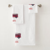 Fügen Sie Ihren Namen Red Fire LKW Personalisiert  Badhandtuch Set (Insitu)