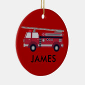 Fügen Sie Ihren Namen Red Fire LKW Personalisiert Keramik Ornament (Rechts)
