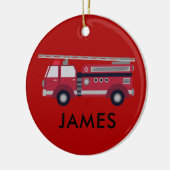 Fügen Sie Ihren Namen Red Fire LKW Personalisiert Keramik Ornament (Links)
