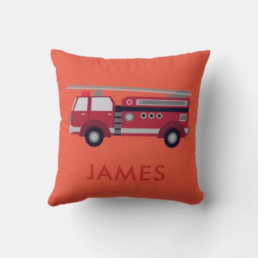 Fügen Sie Ihren Namen Red Fire LKW Personalisiert Kissen (Rückseite)