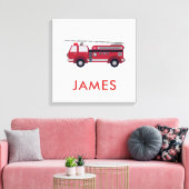 Fügen Sie Ihren Namen Red Fire LKW Personalisiert Leinwanddruck (Insitu (Wohnzimmer))