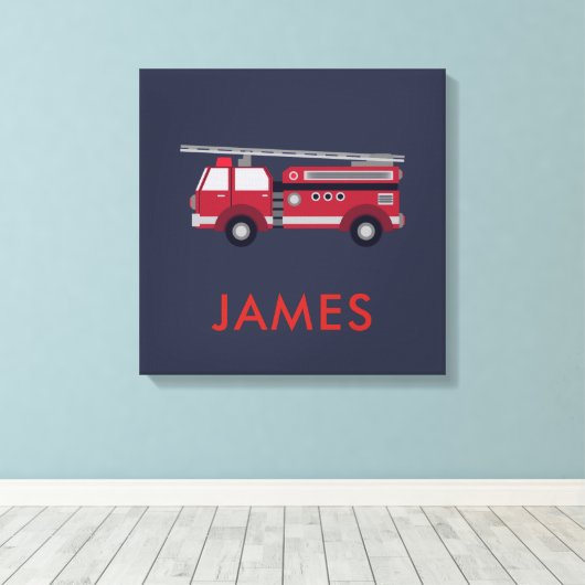 Fügen Sie Ihren Namen Red Fire LKW Personalisiert Leinwanddruck (Insitu (Holzboden))