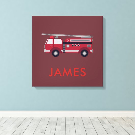 Fügen Sie Ihren Namen Red Fire LKW Personalisiert Leinwanddruck (Insitu (Holzboden))