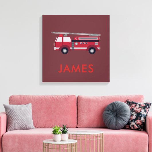 Fügen Sie Ihren Namen Red Fire LKW Personalisiert Leinwanddruck (Insitu (Wohnzimmer))