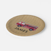 Fügen Sie Ihren Namen Red Fire LKW Personalisiert  Pappteller (Schrägansicht)