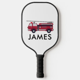 Fügen Sie Ihren Namen Red Fire LKW Personalisiert  Pickleball Schläger