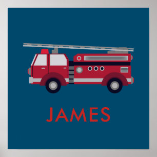 Fügen Sie Ihren Namen Red Fire LKW Personalisiert  Poster