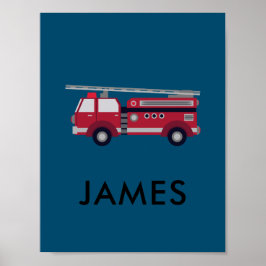Fügen Sie Ihren Namen Red Fire LKW Personalisiert  Poster