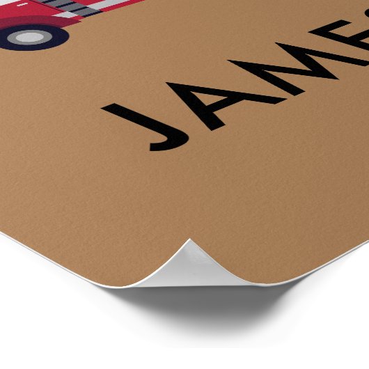 Fügen Sie Ihren Namen Red Fire LKW Personalisiert Poster (Ecke)