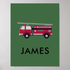 Fügen Sie Ihren Namen Red Fire LKW Personalisiert  Poster