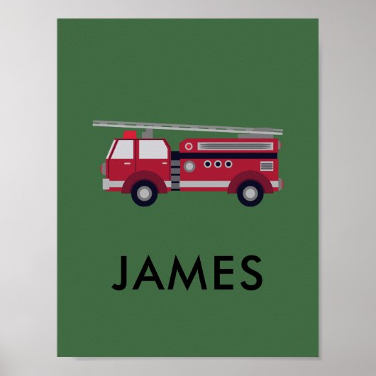 Fügen Sie Ihren Namen Red Fire LKW Personalisiert Poster (Vorne)