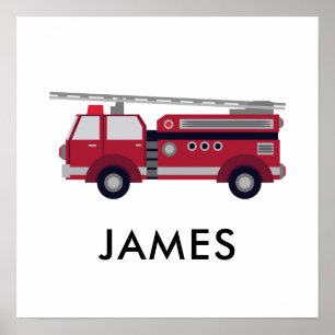 Fügen Sie Ihren Namen Red Fire LKW Personalisiert  Poster