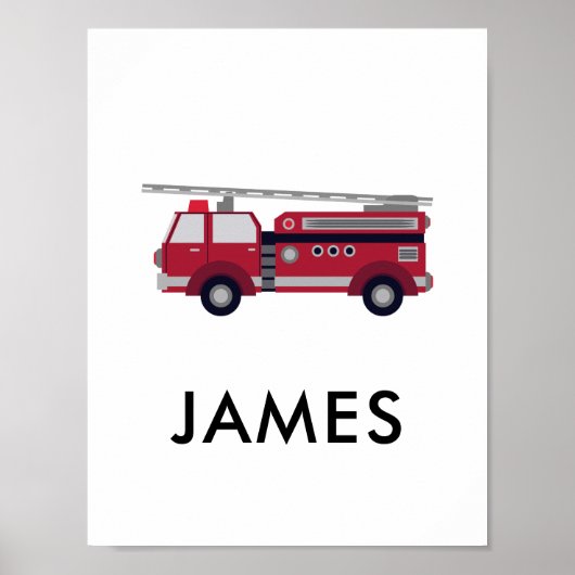 Fügen Sie Ihren Namen Red Fire LKW Personalisiert Poster (Vorne)