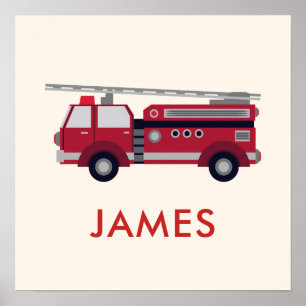 Fügen Sie Ihren Namen Red Fire LKW Personalisiert  Poster