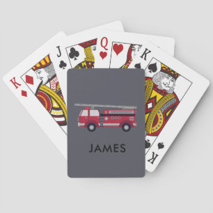 Fügen Sie Ihren Namen Red Fire LKW Personalisiert  Spielkarten