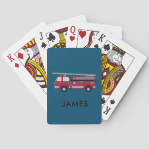 Fügen Sie Ihren Namen Red Fire LKW Personalisiert Spielkarten