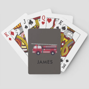 Fügen Sie Ihren Namen Red Fire LKW Personalisiert  Spielkarten