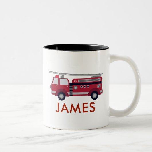Fügen Sie Ihren Namen Red Fire LKW Personalisiert Zweifarbige Tasse (Rechts)