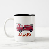 Fügen Sie Ihren Namen Red Fire LKW Personalisiert Zweifarbige Tasse (Links)