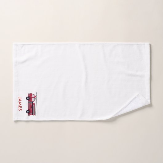 Fügen Sie Ihren Namen Red Fire LKW Personalisierte Badhandtuch Set (Handtuch)