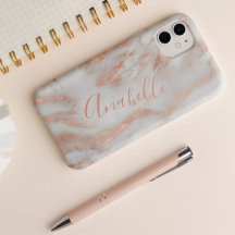 Fügen Sie Ihren Namen Rose Gold Marmor Chic Skript