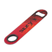 Fügen Sie Ihren Namen ROTER u. SCHWARZER Speed Flaschenöffner (Vorderseite Schrägansicht)