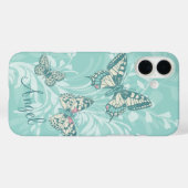 Fügen Sie Ihren Namen Schmetterlinge florale aquam Case-Mate iPhone Hülle (Rückseite (Horizontal))
