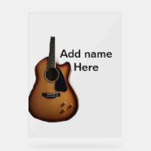 Fügen Sie Ihren Namen Text braun akustische Gitarr Acrylschild (Vorderseite)
