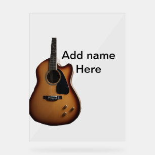 Fügen Sie Ihren Namen Text braun akustische Gitarr Acrylschild