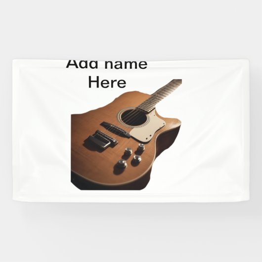 Fügen Sie Ihren Namen Text braun akustische Gitarr Banner (Horizontal)