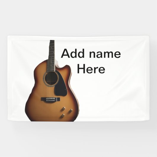Fügen Sie Ihren Namen Text braun akustische Gitarr Banner (Horizontal)