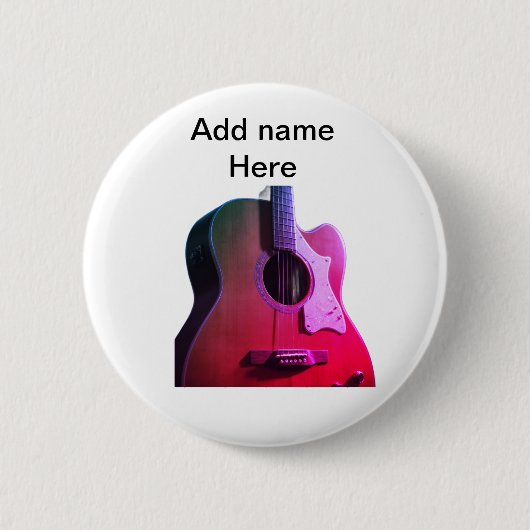 Fügen Sie Ihren Namen Text braun akustische Gitarr Button (Vorderseite)