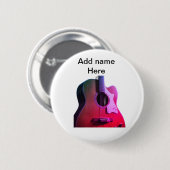 Fügen Sie Ihren Namen Text braun akustische Gitarr Button (Vorne & Hinten)