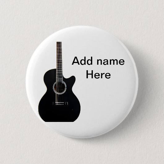 Fügen Sie Ihren Namen Text braun akustische Gitarr Button (Vorderseite)