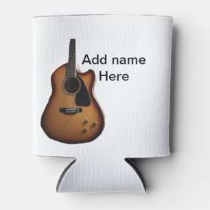 Fügen Sie Ihren Namen Text braun akustische Gitarr Dosenkühler