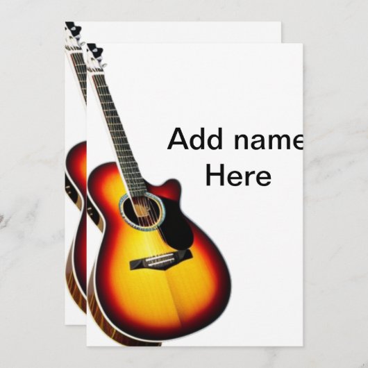 Fügen Sie Ihren Namen Text braun akustische Gitarr Einladung (Vorne/Hinten)