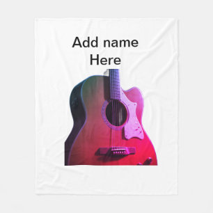 Fügen Sie Ihren Namen Text braun akustische Gitarr Fleecedecke