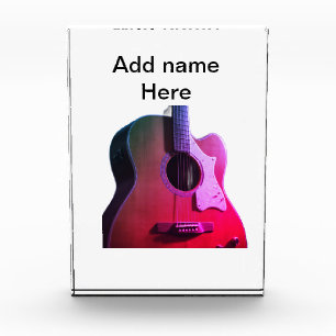 Fügen Sie Ihren Namen Text braun akustische Gitarr Fotoblock