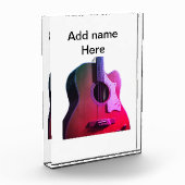 Fügen Sie Ihren Namen Text braun akustische Gitarr Fotoblock (Links)