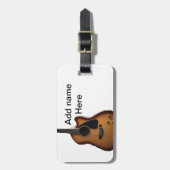 Fügen Sie Ihren Namen Text braun akustische Gitarr Gepäckanhänger (Vorderseite vertikal)