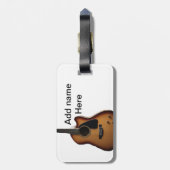 Fügen Sie Ihren Namen Text braun akustische Gitarr Gepäckanhänger (Rückseite vertikal)
